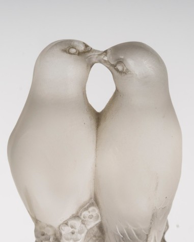 1925 – René Lalique, "tourterelles" Vase – Pressed Glass – Signed-photo-4