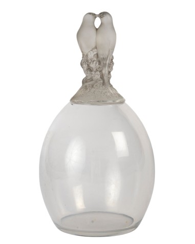 1925 – René Lalique, "tourterelles" Vase – Pressed Glass – Signed