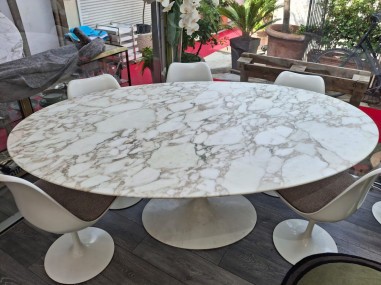 KNOLL & Eero Saarinen ,Table ovale "TULIP", 198x121cm marbre Calacatta-photo-2