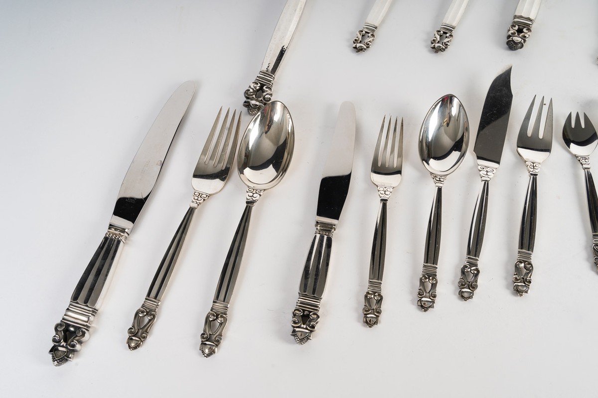 Georg Jensen — "acorn" Flatware Set (approx. 190 Pieces)-photo-4
