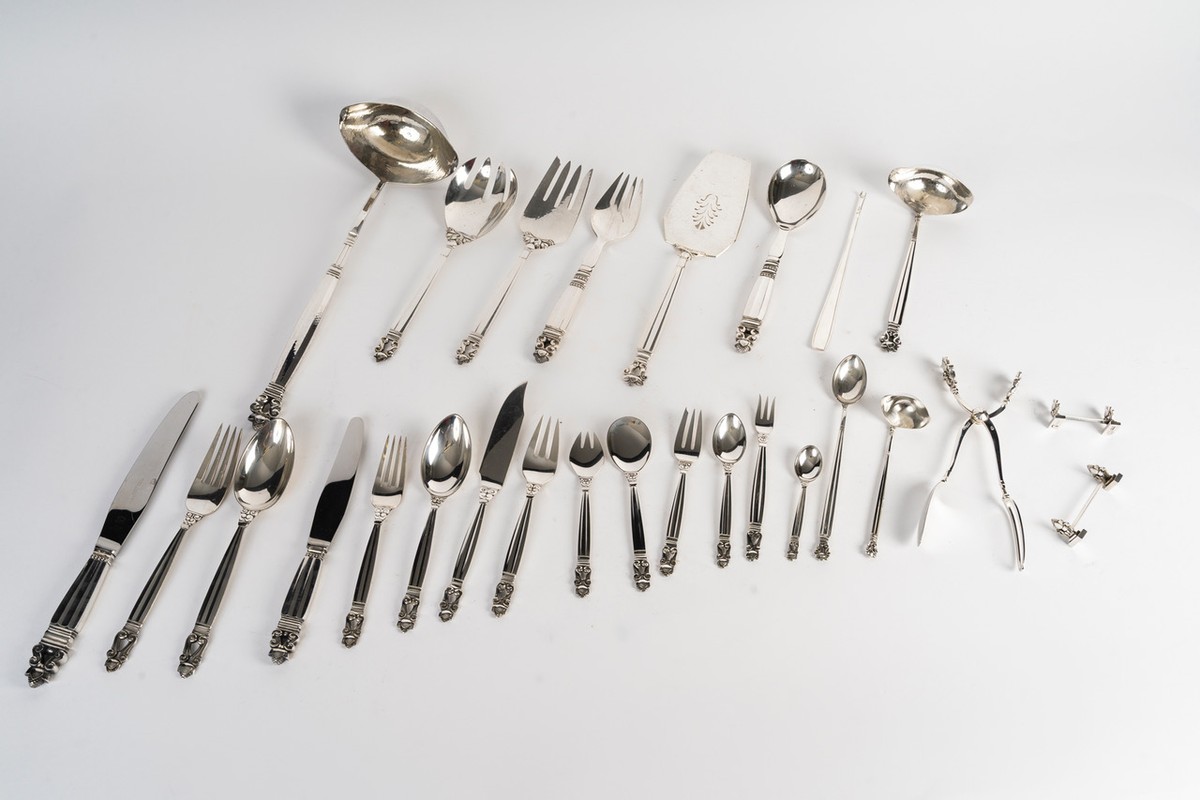 Georg Jensen — "acorn" Flatware Set (approx. 190 Pieces)-photo-7