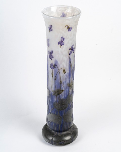DAUM NANCY Grand vase rouleau "Violettes"-photo-2