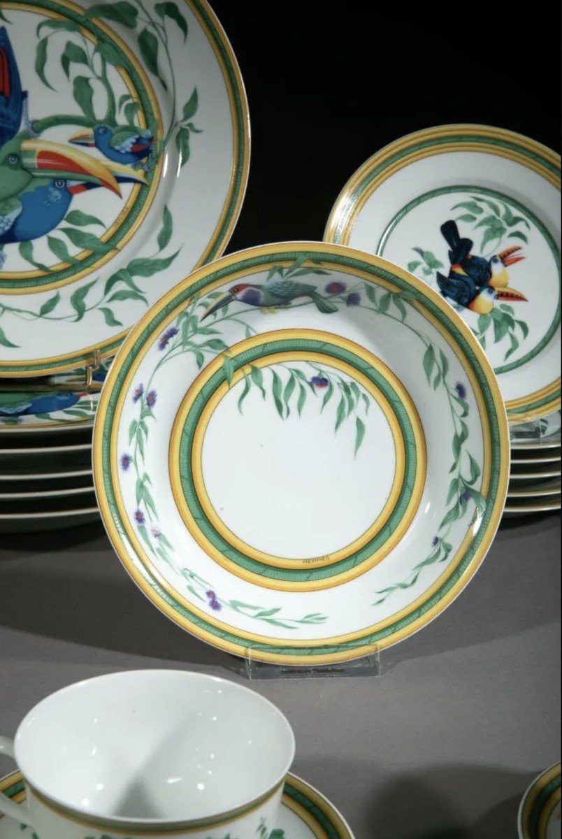HERMES & LIMOGES "Les Toucans ", 1986 PARTIE DE SERVICE-photo-2