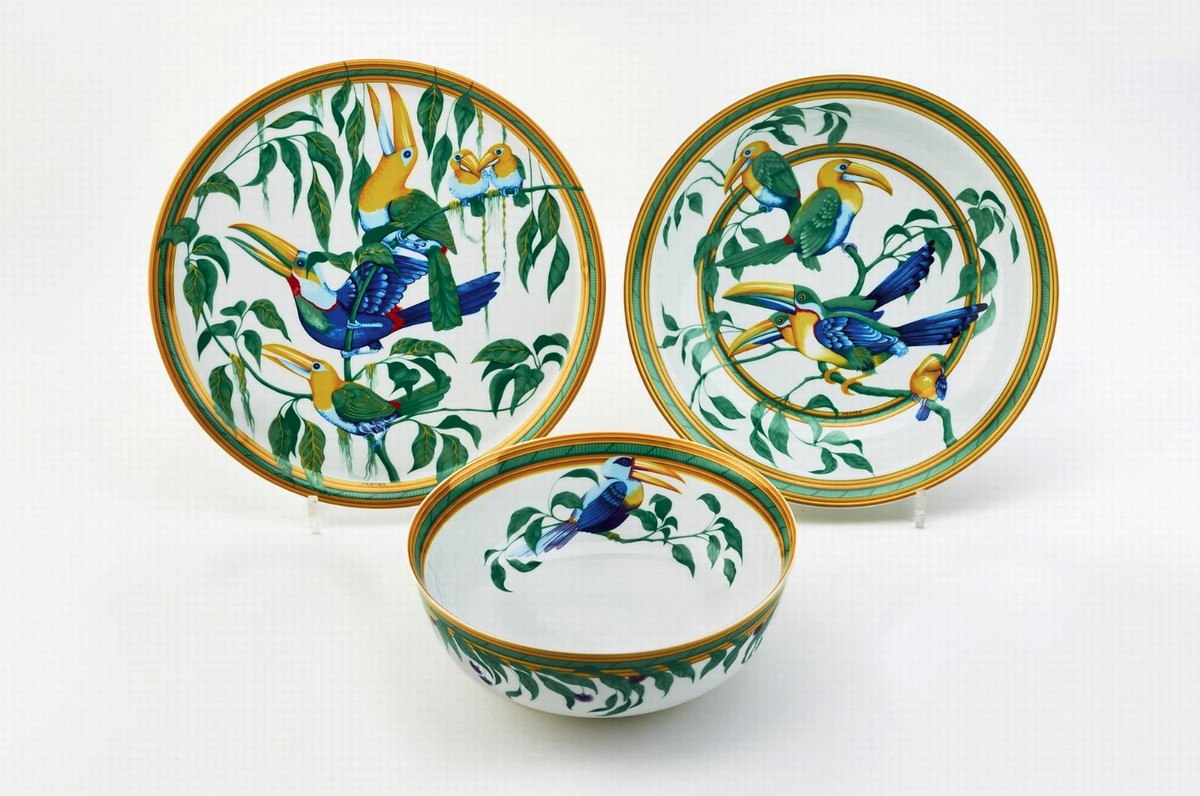 HERMES & LIMOGES "Les Toucans ", 1986 PARTIE DE SERVICE-photo-3