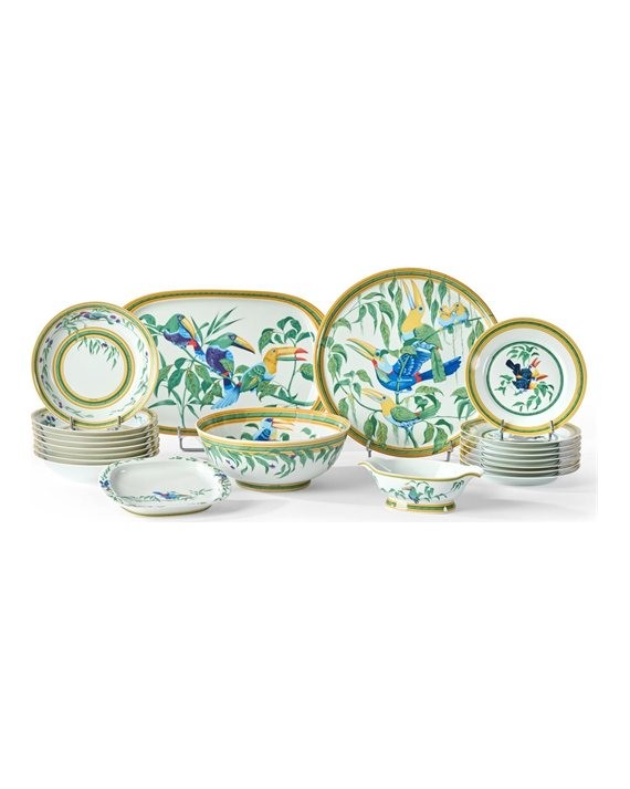HERMES & LIMOGES "Les Toucans ", 1986 PARTIE DE SERVICE