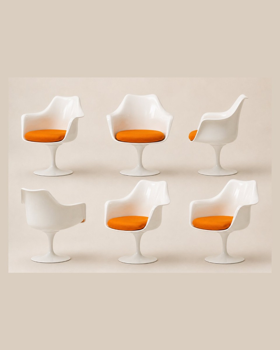 Eero Saarinen & Knoll Set Of 6 Tulip Armchairs