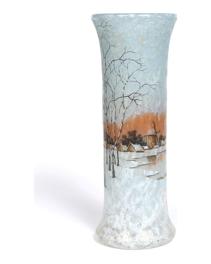 1905 - Daum Nancy Vase Winter Snow Landscape-photo-2