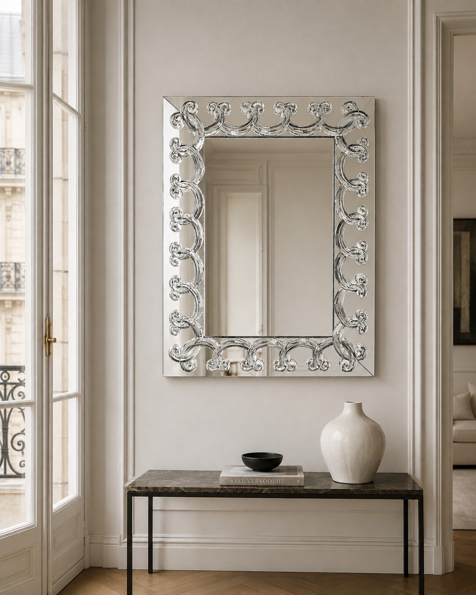 1950- Cristal Lalique ,Miroir "Rinceaux"-photo-3