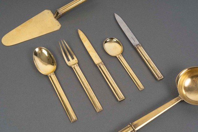 JEAN E. PUIFORCAT  MENAGERE EN ARGENT MASSIF  MODELE CANNES EPOQUE 1930 119 PIECES-photo-1