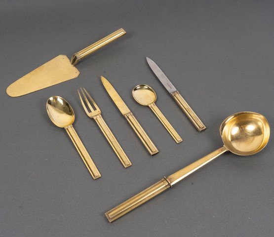 JEAN E. PUIFORCAT  MENAGERE EN ARGENT MASSIF  MODELE CANNES EPOQUE 1930 119 PIECES-photo-2