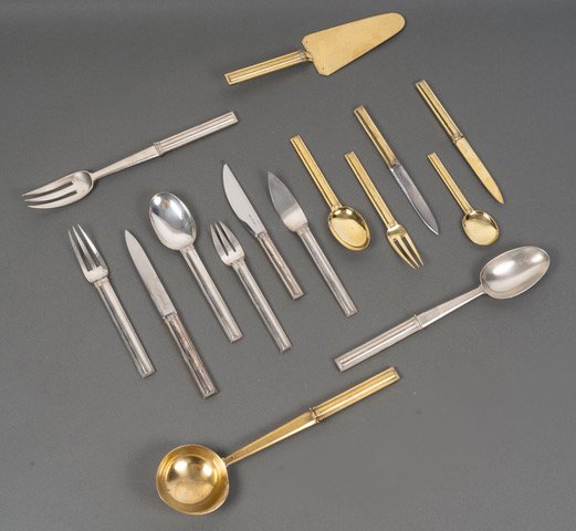 JEAN E. PUIFORCAT  MENAGERE EN ARGENT MASSIF  MODELE CANNES EPOQUE 1930 119 PIECES-photo-6