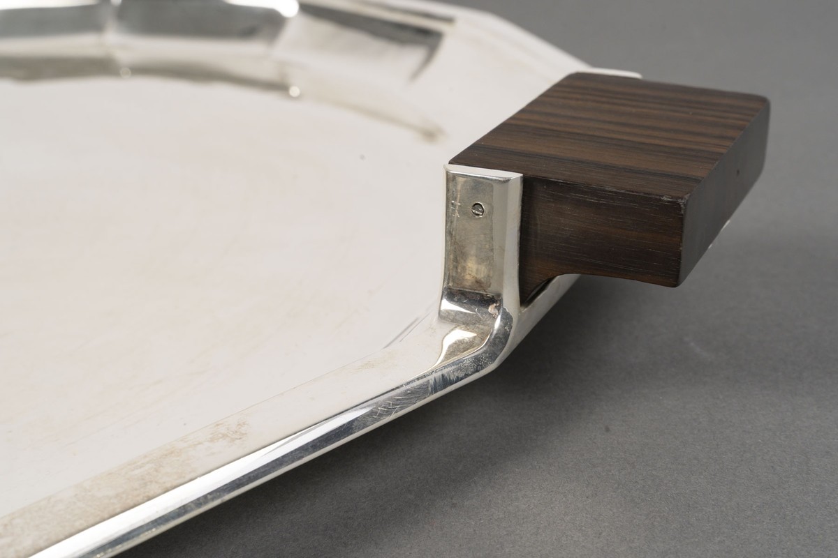 1927- Jean E. Puiforcat, Large Solid Silver Tray Art Deco-photo-3