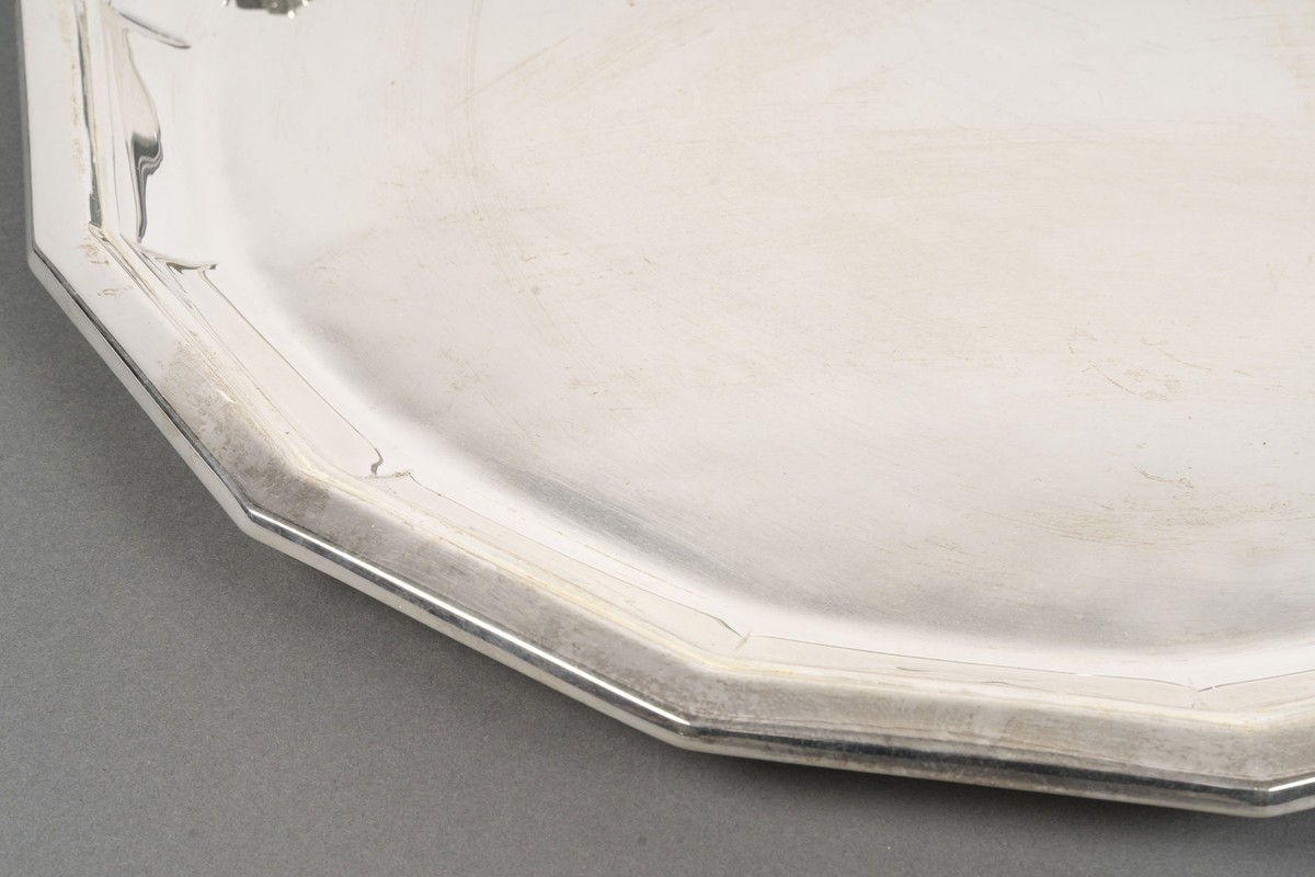 1927- Jean E. Puiforcat, Large Solid Silver Tray Art Deco-photo-1
