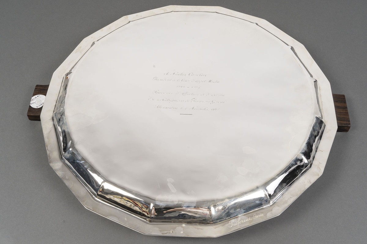 1927- Jean E. Puiforcat, Large Solid Silver Tray Art Deco-photo-3