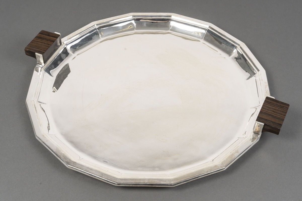 1927- Jean E. Puiforcat, Large Solid Silver Tray Art Deco