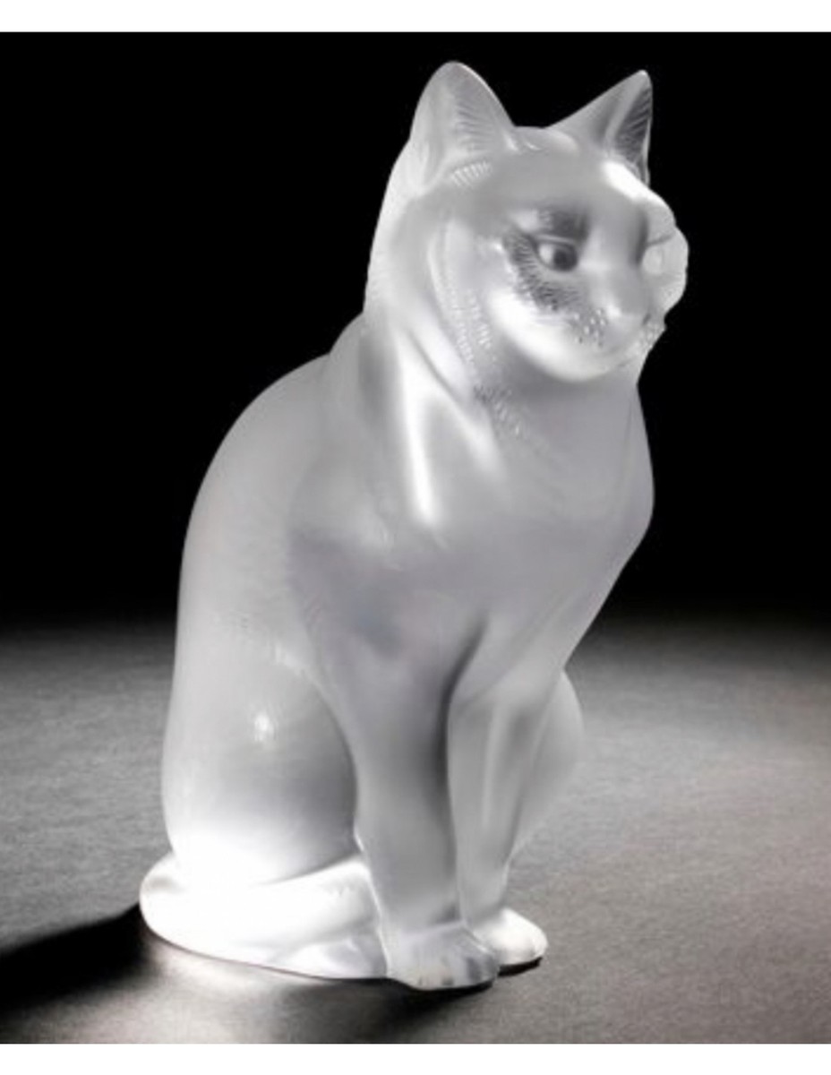1932. Lalique France. 'seated Cat' Crystal Sculpture Model-photo-4