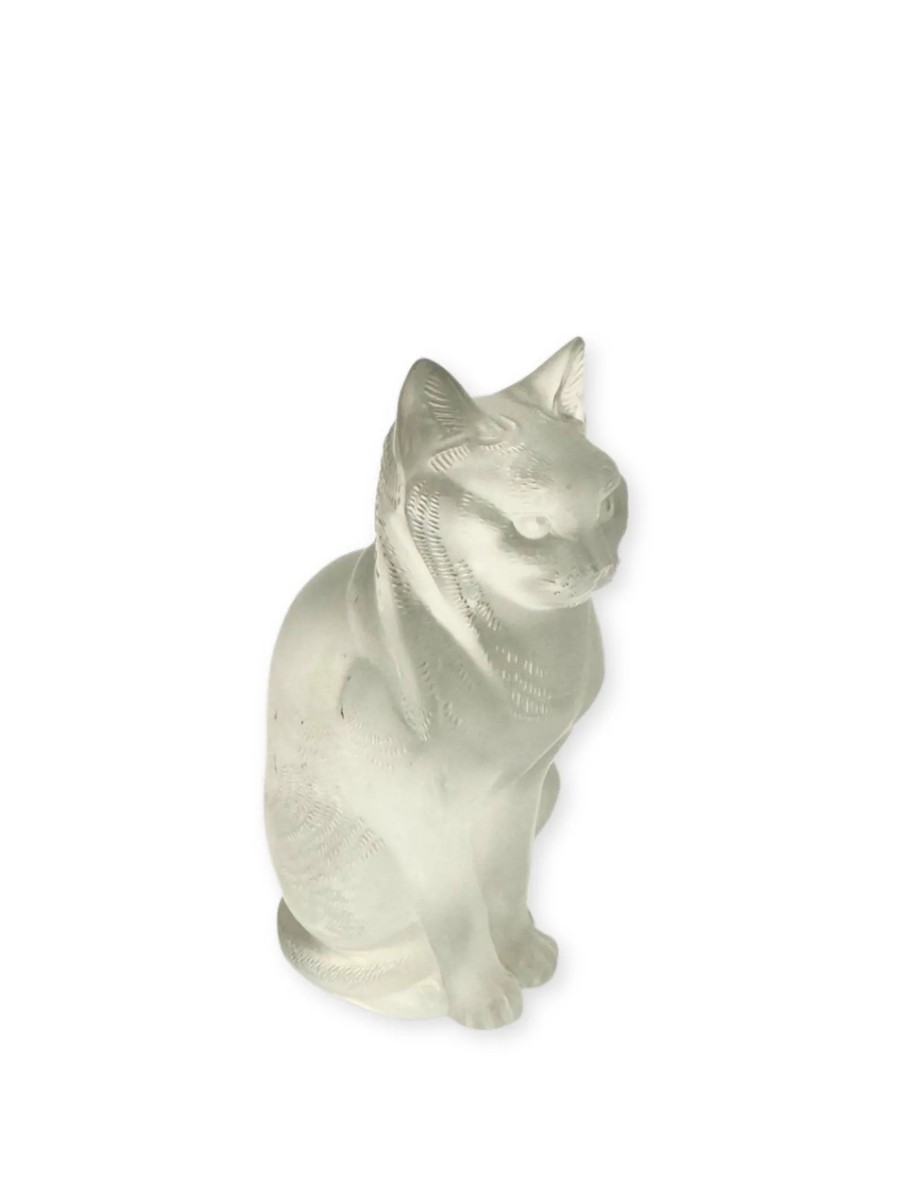 1932. Lalique France. 'seated Cat' Crystal Sculpture Model-photo-1