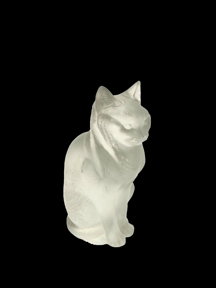 1932. Lalique France. 'seated Cat' Crystal Sculpture Model
