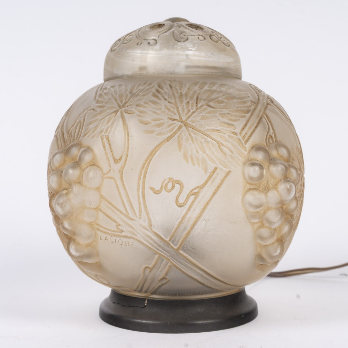 1921 - René LALIQUE , Veilleuse-Brûle parfum « Raisins ».-photo-2