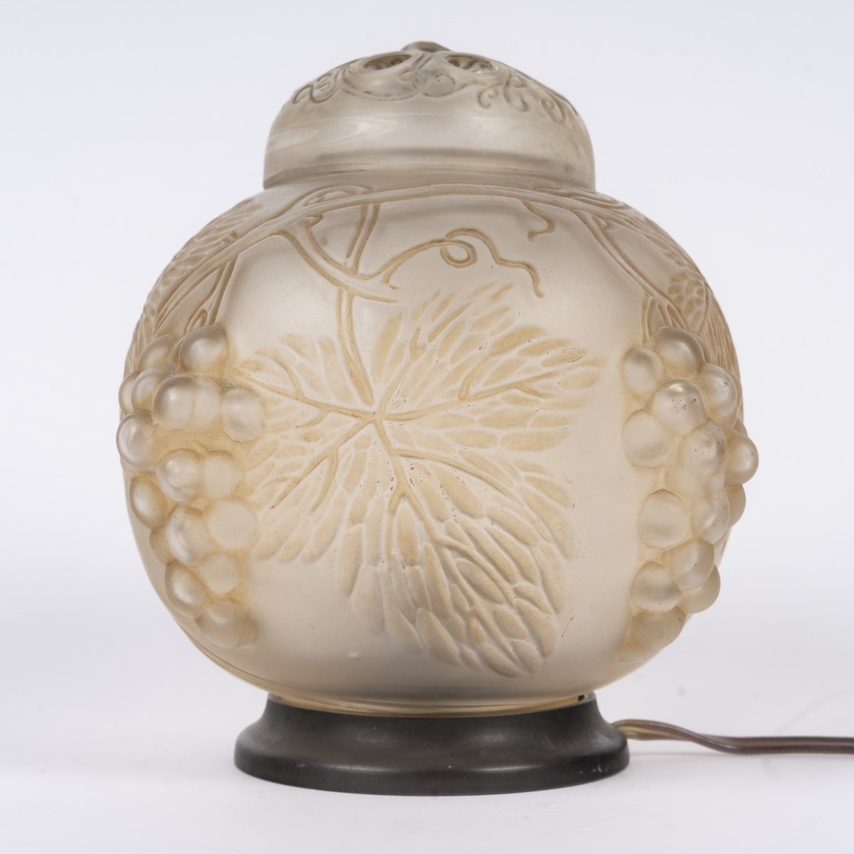 1921 - René LALIQUE , Veilleuse-Brûle parfum « Raisins ».-photo-2