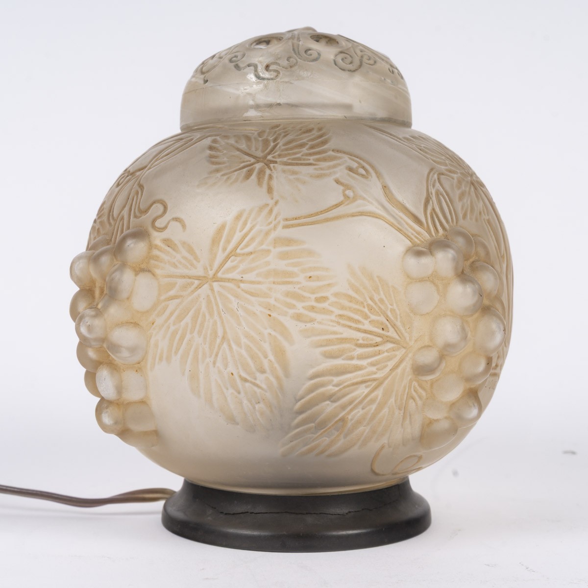1921 - René LALIQUE , Veilleuse-Brûle parfum « Raisins ».-photo-3