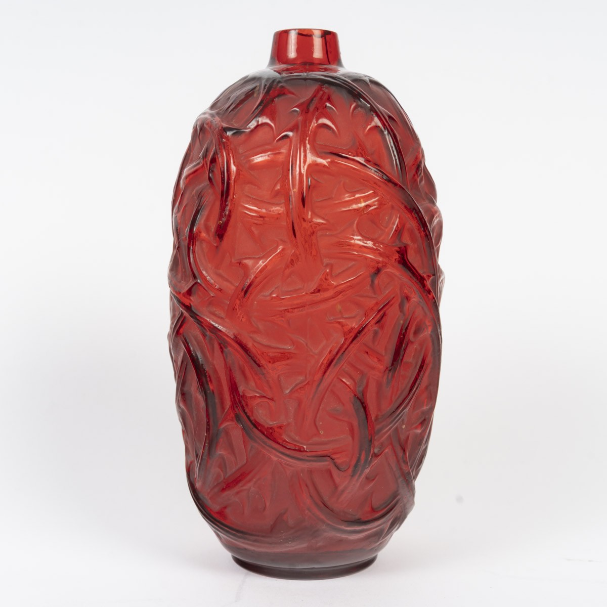 1921- René Lalique ,Vase "Ronces" teinté rouge-photo-1