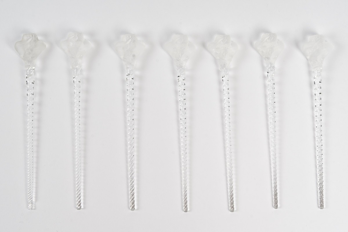 1968-lalique, Set Of 6 Champagne Whisks "roxanne"-photo-2