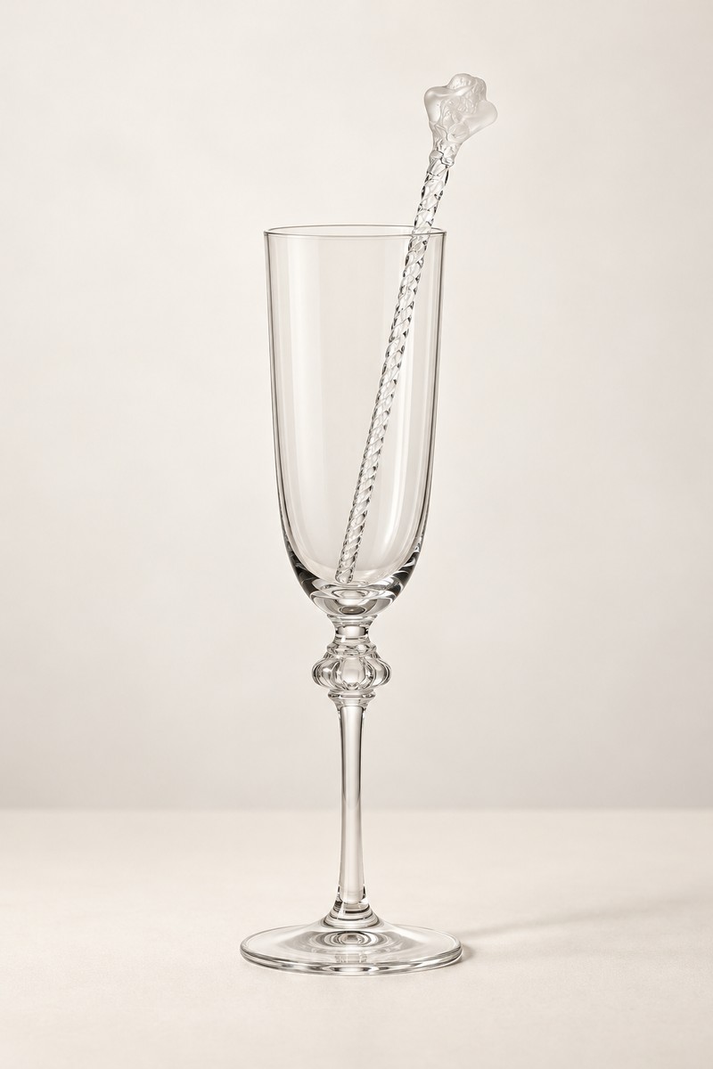 1968-lalique, Set Of 6 Champagne Whisks "roxanne"-photo-4