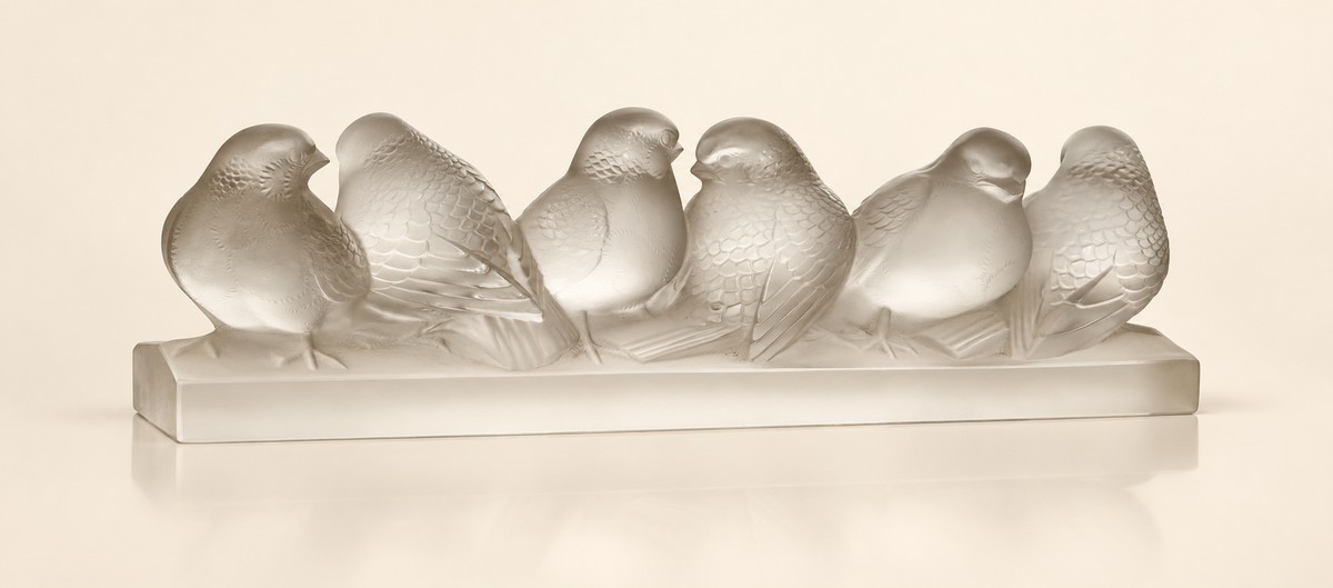 1933 - René Lalique - Groupe de Six Moineaux