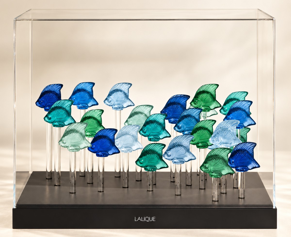 Lalique Crystal - Luminous Aquarium 25 Fish-photo-3