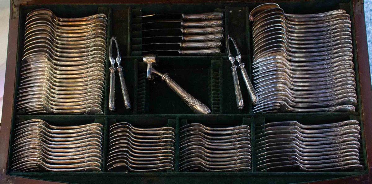 Christofle - Modèle Marly - Ménagère En Métal Argenté 135 Pièces-photo-2