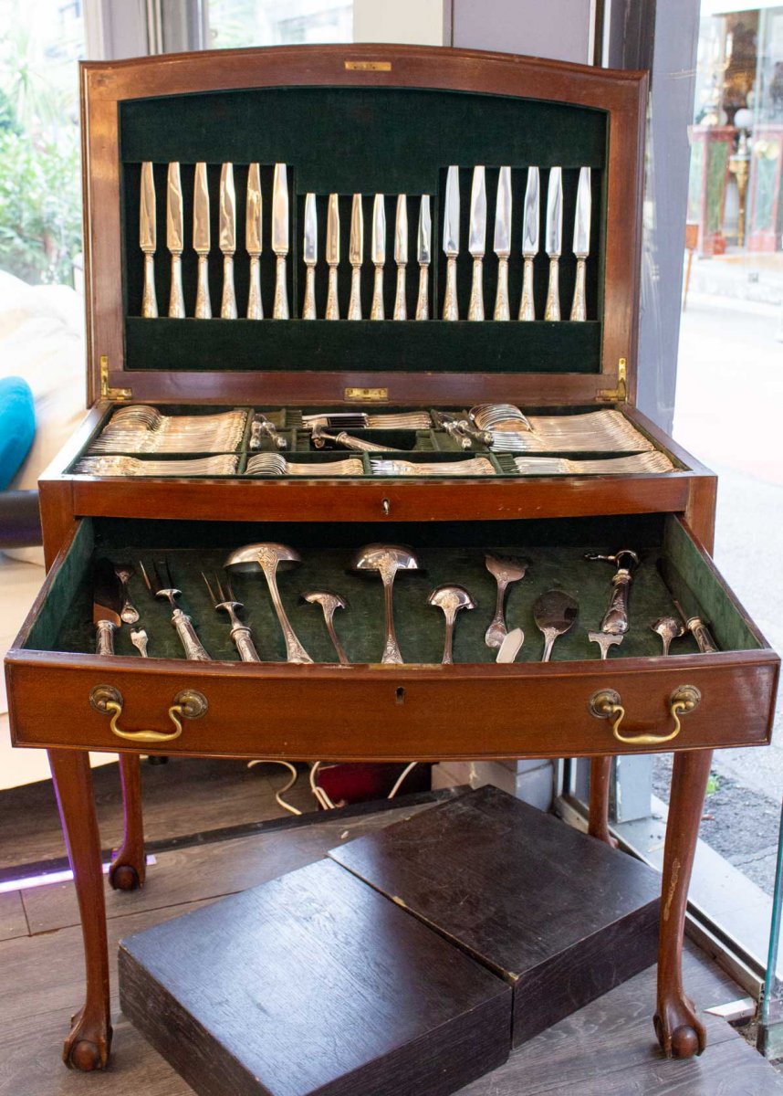 Christofle - Modèle Marly - Ménagère En Métal Argenté 135 Pièces