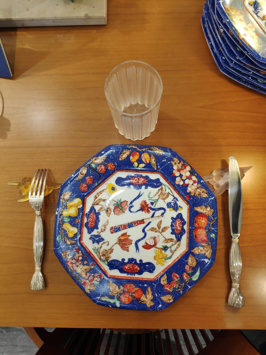 Hermès, 12 Assiettes En Marqueterie De Pierres d'Orient Et d'Occident-photo-2