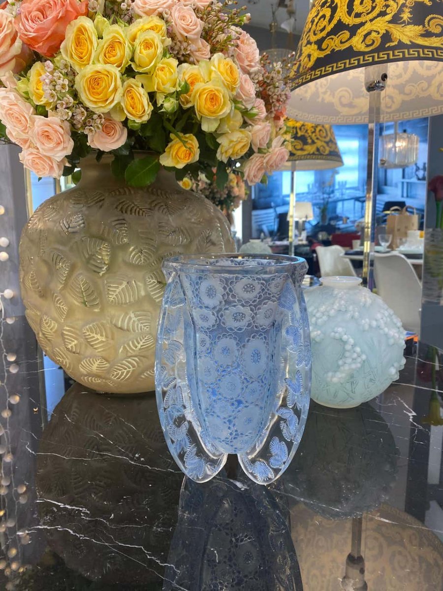 René Lalique Vase Papillons Bleu/vert - 1936-photo-4