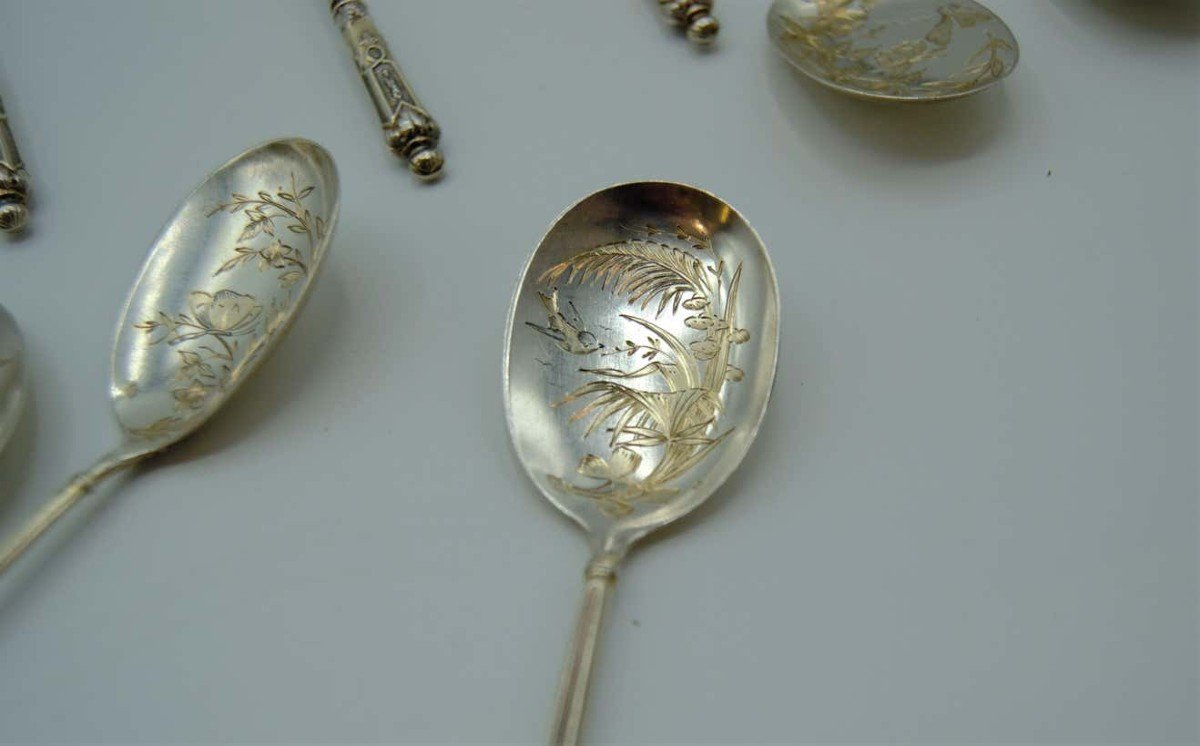 12 Petites Cuillères En Vermeil-photo-3
