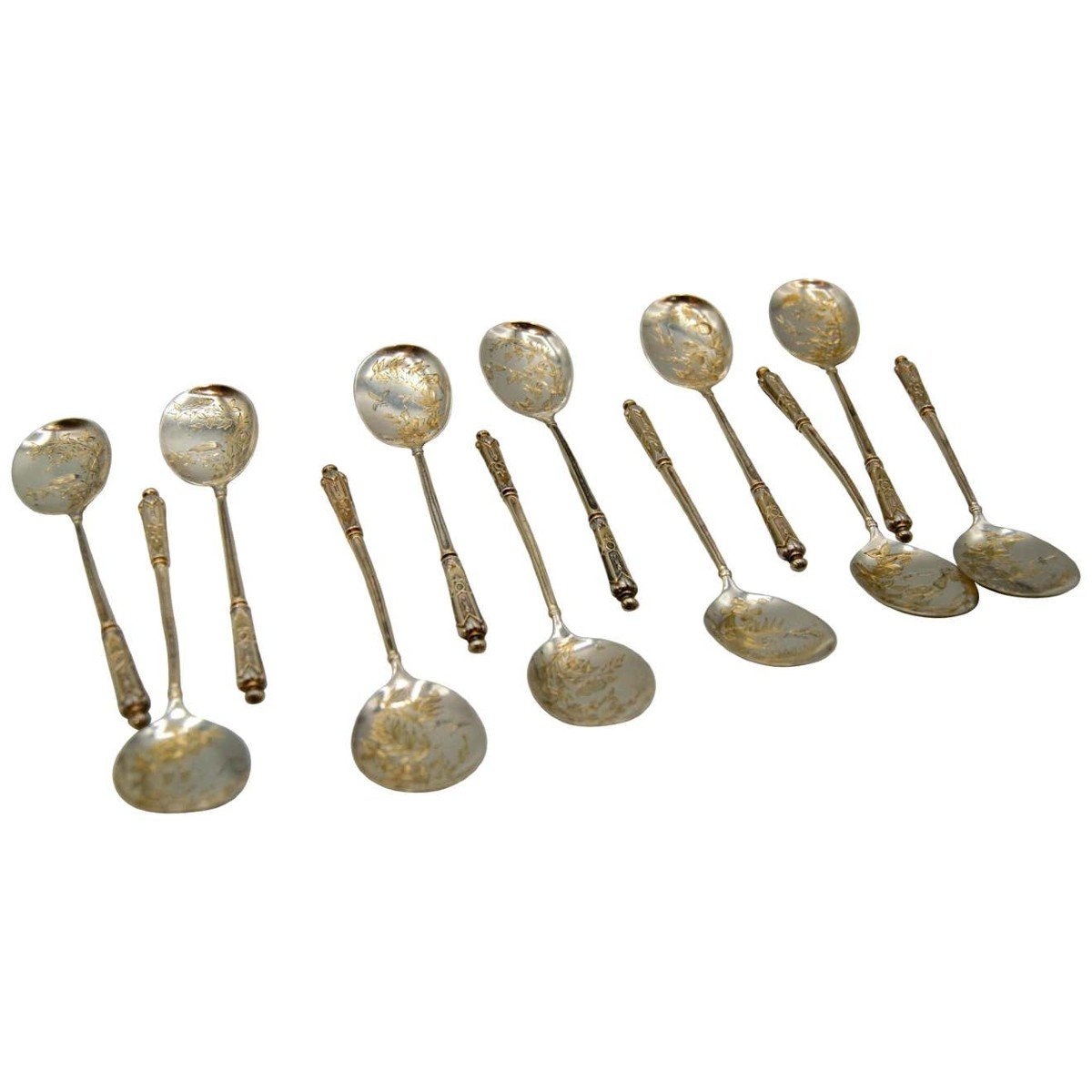 12 Petites Cuillères En Vermeil