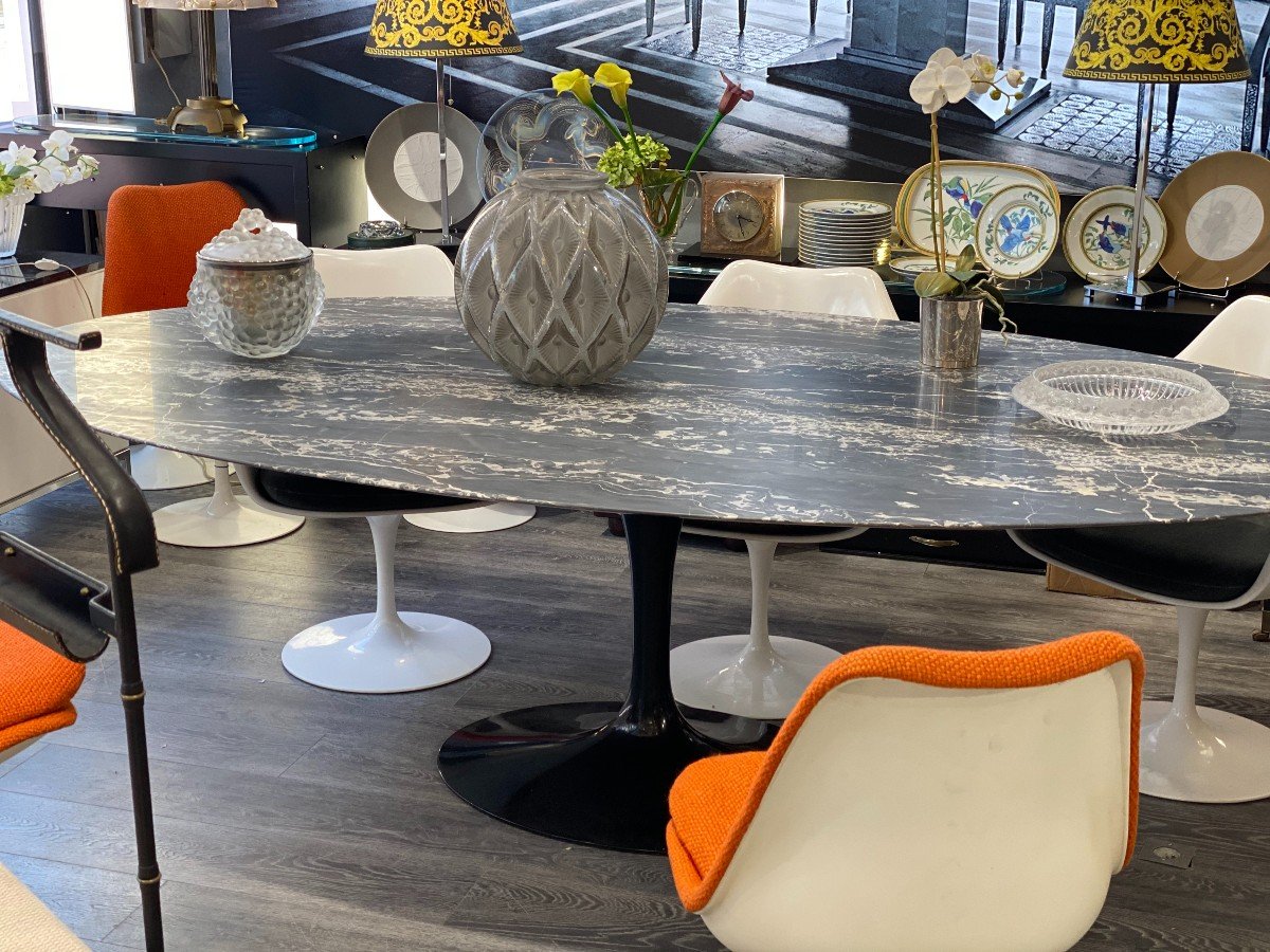 Eero Saarinen & Knoll "tulip" Oval Table 244 Cm Black-photo-3