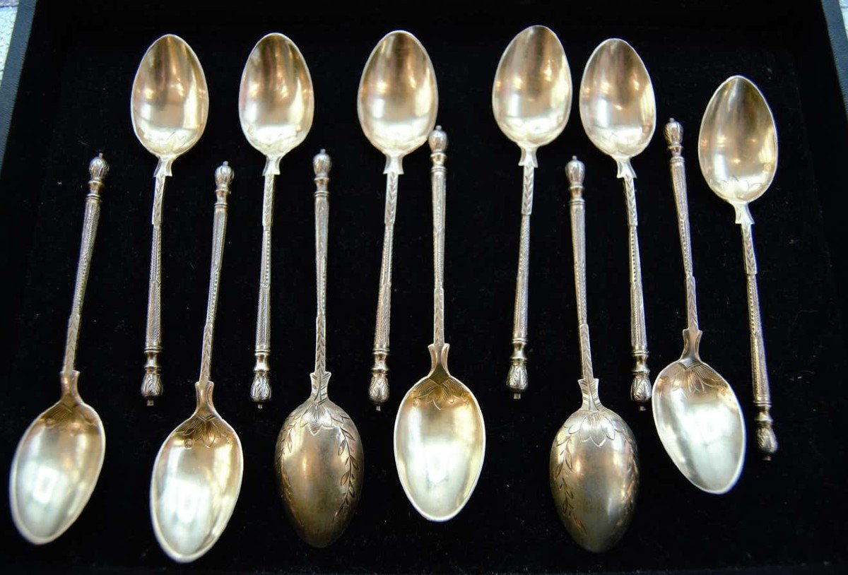 12 Small Spoons In Vermeil-photo-4