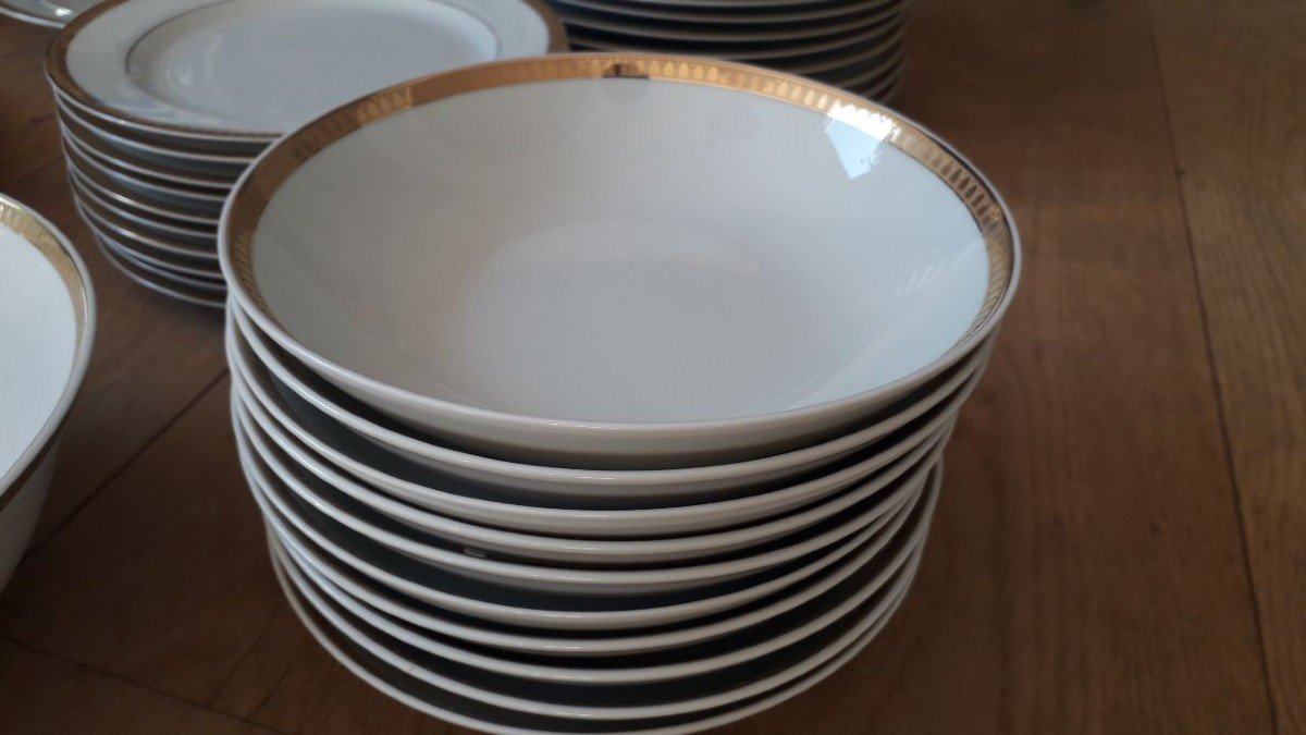 Christofle "malmaison" New Porcelain Service 65 Pieces-photo-2