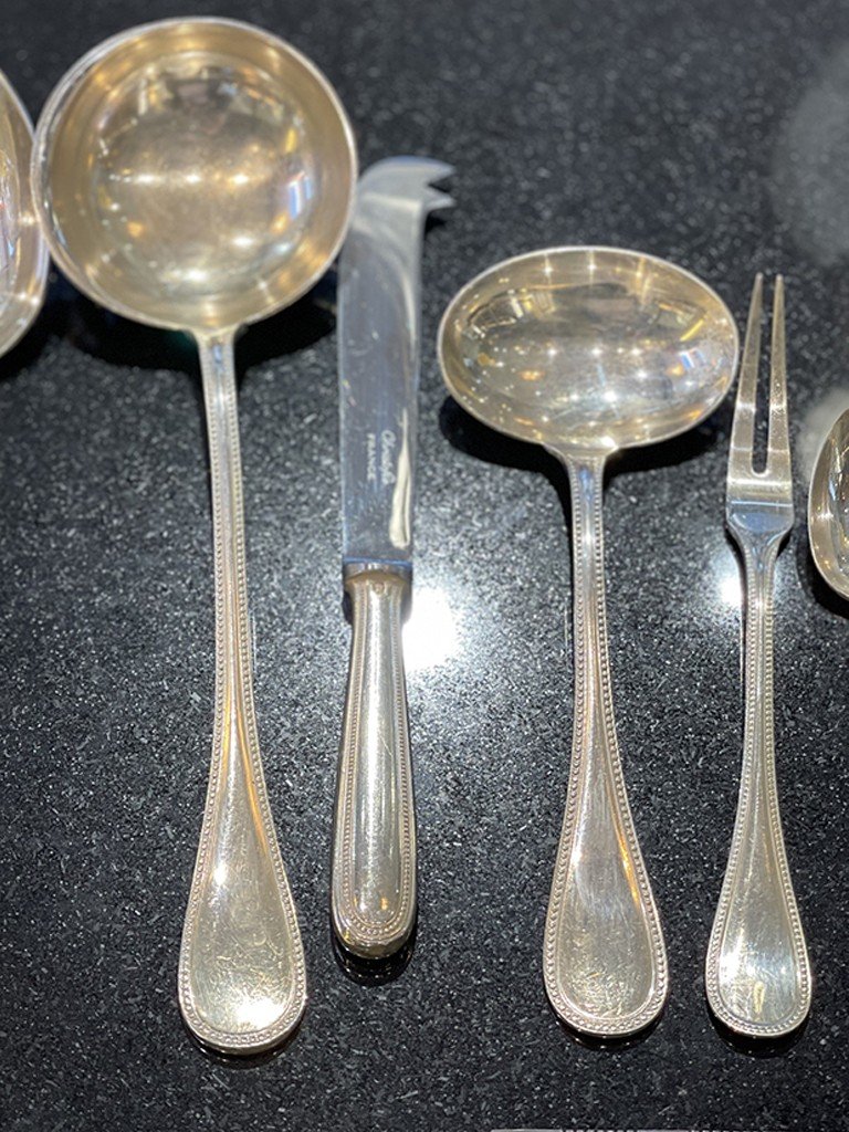 Christofle: "pearls" Silver-plated Cutlery Set 66 Pieces-photo-3