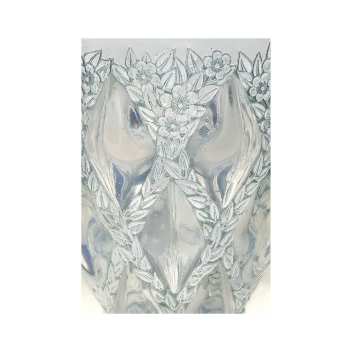 René Lalique: “rampillon” Vase In Opalescent Glass-photo-2