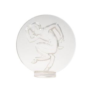 René Lalique : Cachet « Faune »  En Verre Blanc Moulé Pressé