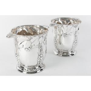 Jean Serriere - Exceptional Pair Of Silver Coolers Circa 1925
