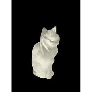 1932. Lalique France. 'seated Cat' Crystal Sculpture Model