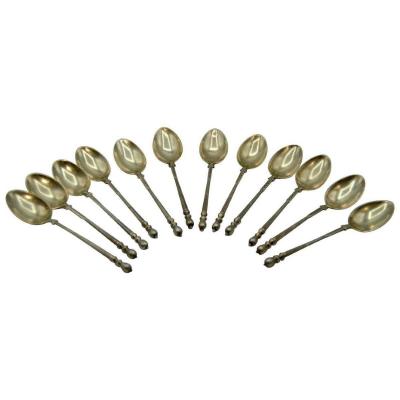 12 Small Spoons In Vermeil