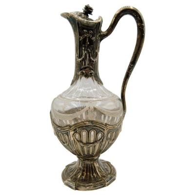 Puiforcat, Silver And Glass Ewer / Wine Carafe