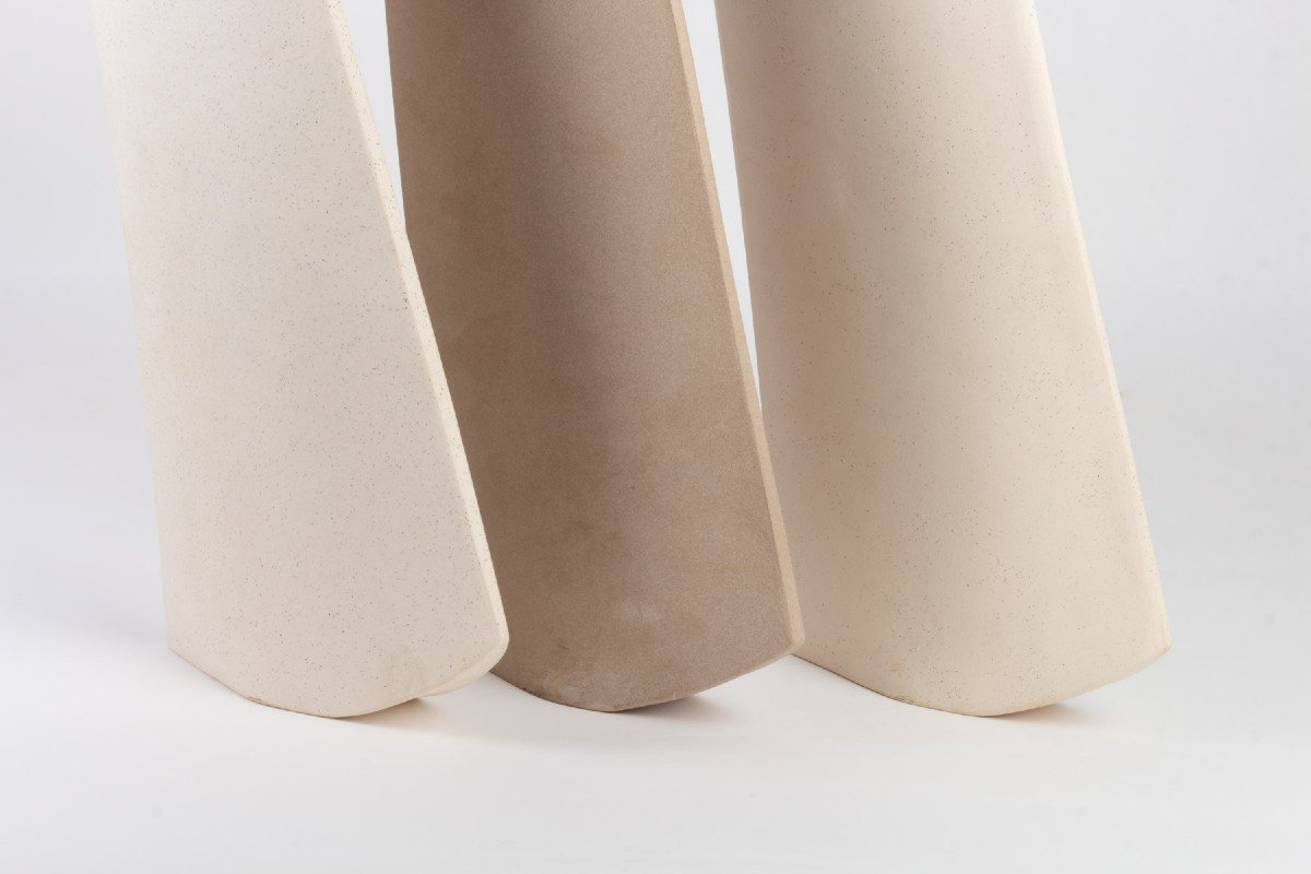 Val Barry - 3 Large Flat Ceramic Vases-photo-1