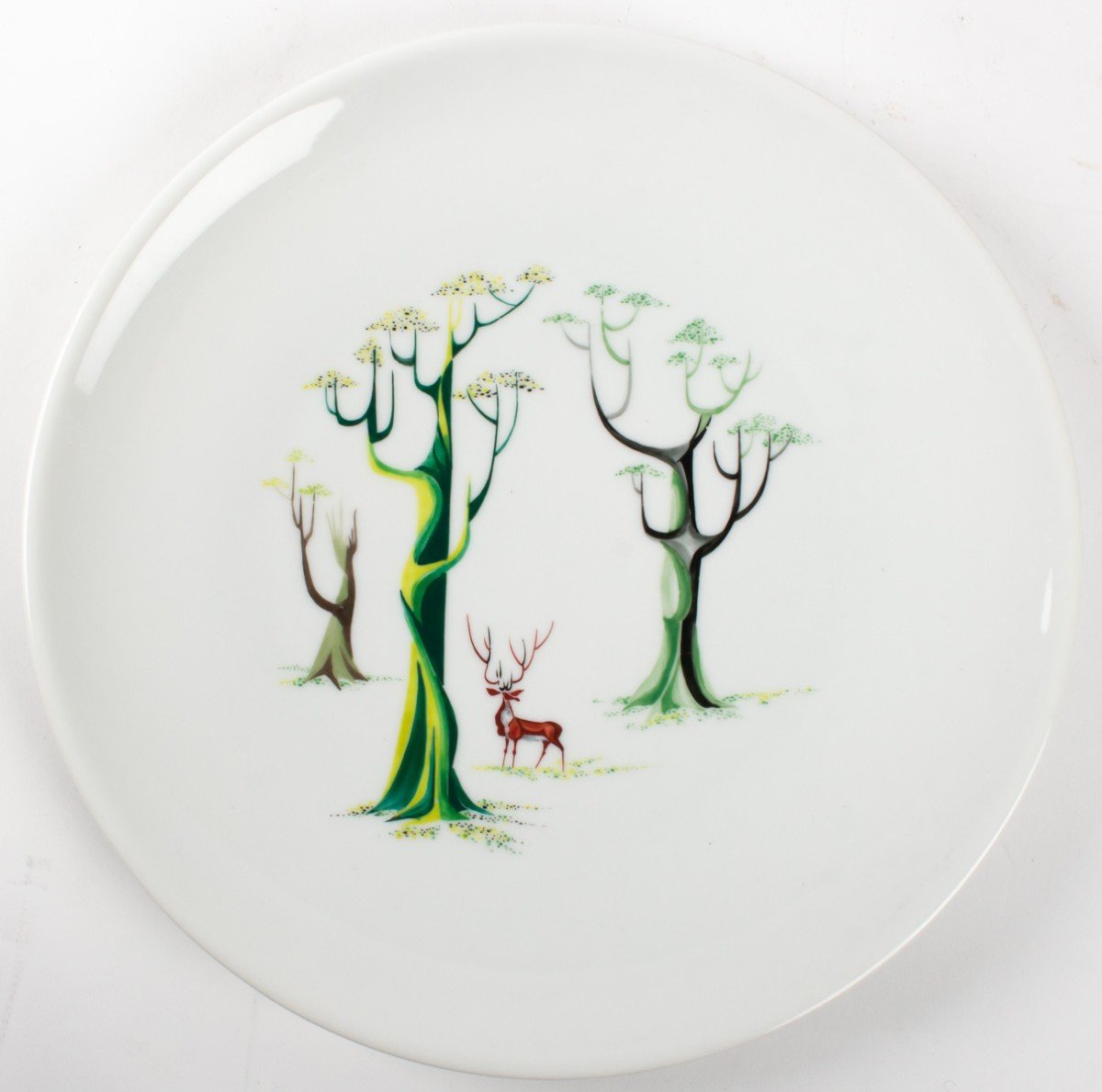 Louis-robert Mallet Et Rouard - Porcelain Plate With Painted Decor. Around 1950-photo-2