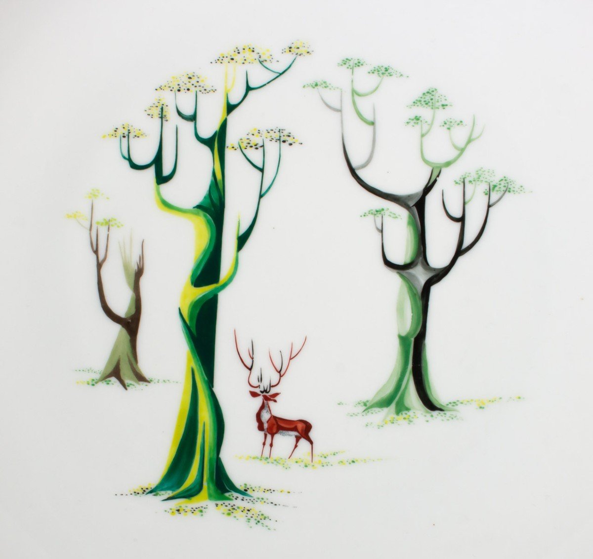 Louis-robert Mallet Et Rouard - Porcelain Plate With Painted Decor. Around 1950-photo-3
