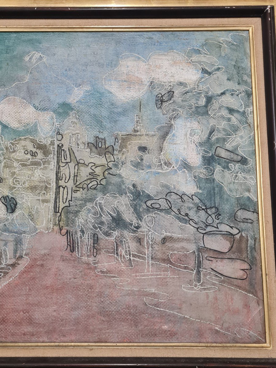 Pierre Courtens (1921-2004) - Paysage., Huile Sur Tolis. Vers 1950-photo-4
